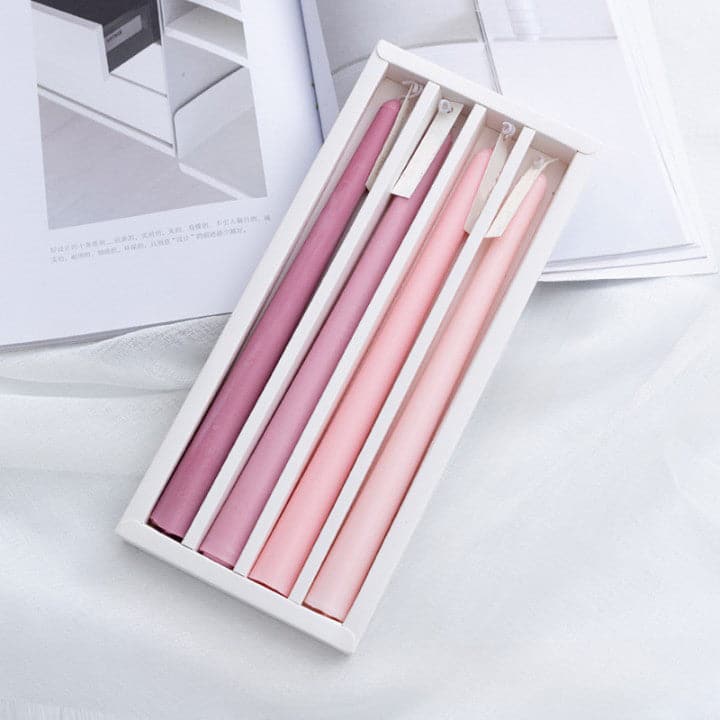 Pink Set Of 4 Tonal Candlesticks