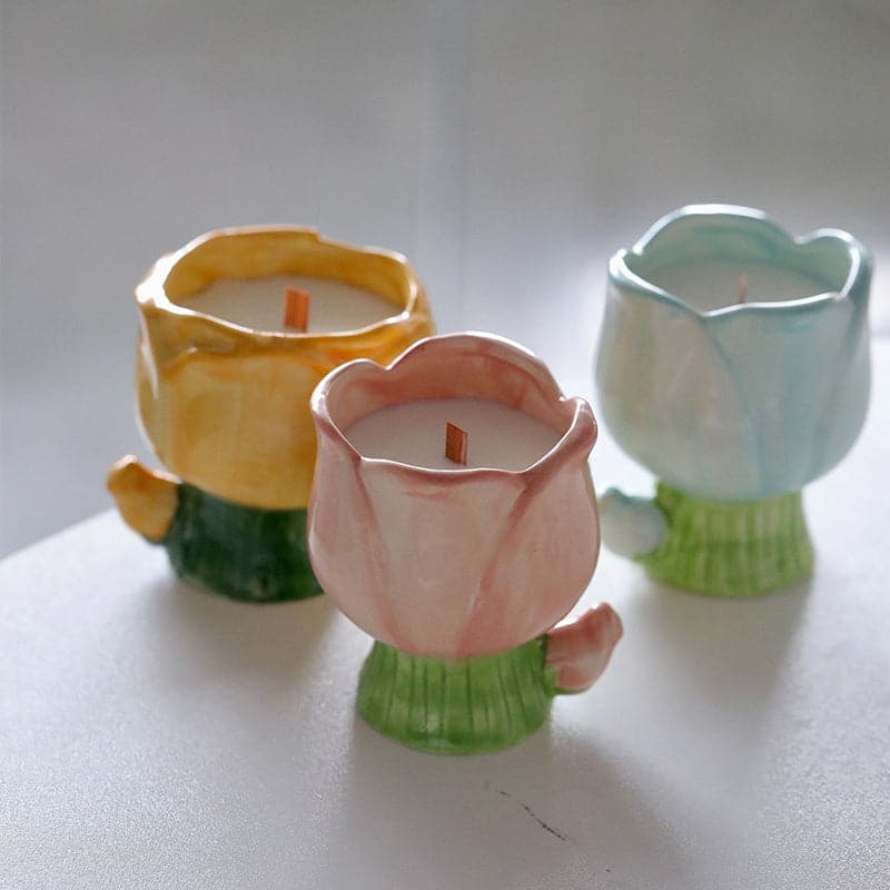 Tulip Flower Ceramic Candle