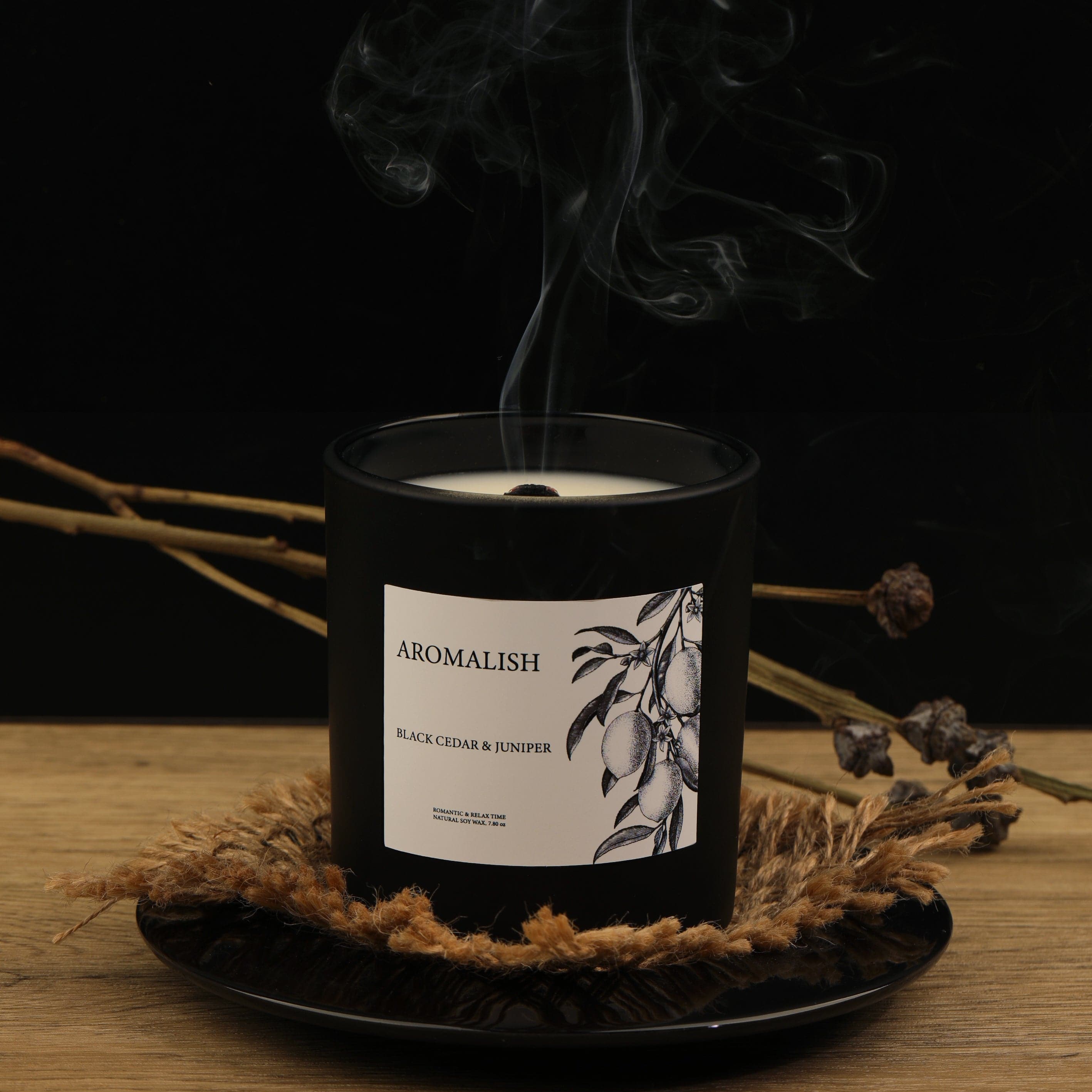 Black Scented Candle Round for Home Decor