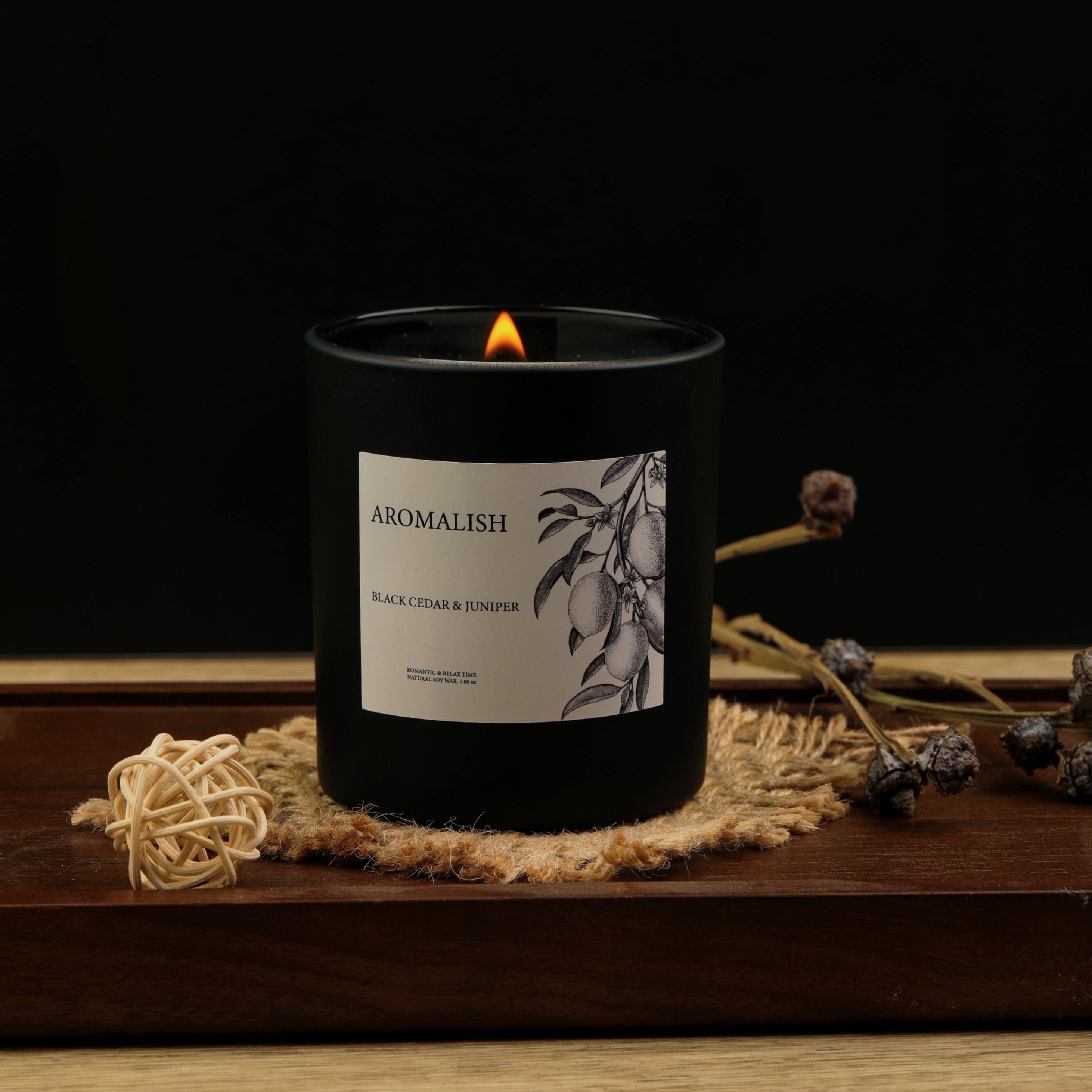 Black Scented Candle Round for Home Decor