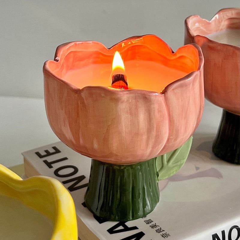 Tulip Flower Ceramic Candle